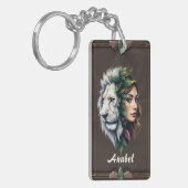 Porte-clés Lion blanc et femme (Devant gauche)