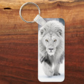 Porte-clés Lion blanc majestueux en hiver Wonderland Design (Recto)