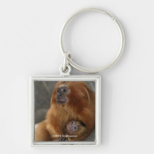 Porte-clés Lion d'or Tamarin avec bébé