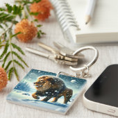 Porte-clés Lion en hiver (Devant Droit)