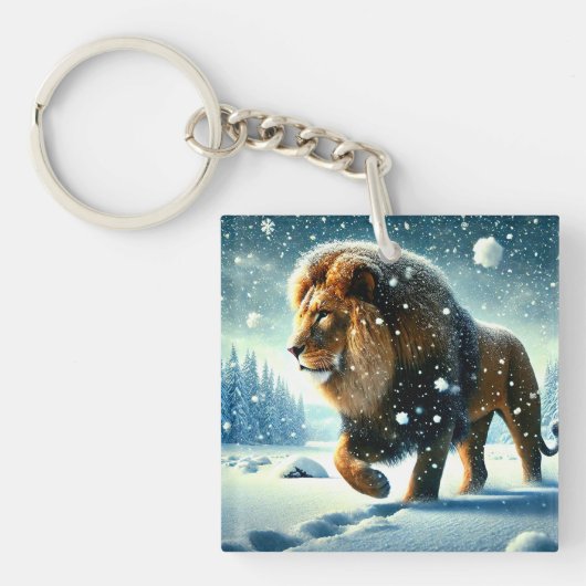 Porte-clés Lion en hiver (Devant)