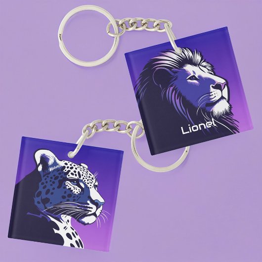 Porte-clés Lion et léopard des années 80