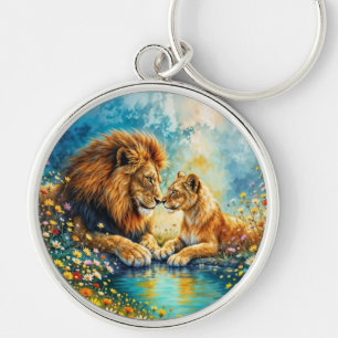 Porte-clés Lion Lionne chats sauvages nature amour faune
