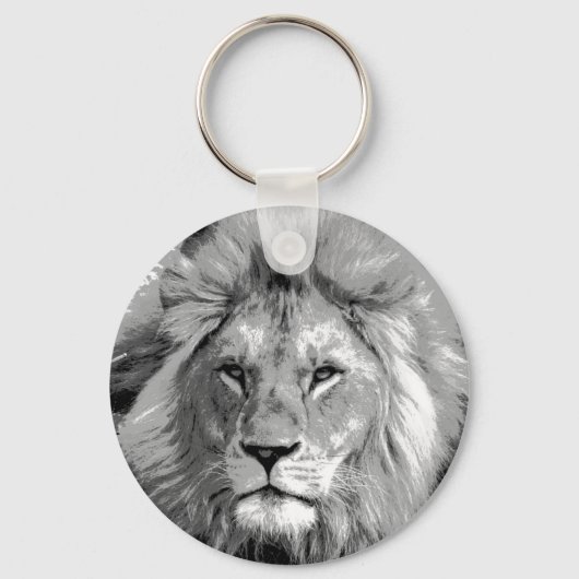 Porte-clés Lion noir blanc (Recto)