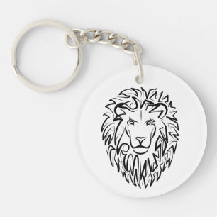 Porte-clés Lion tribal noir et blanc