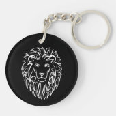 Porte-clés Lion tribal noir et blanc (Dos)