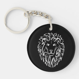 Porte-clés Lion tribal noir et blanc