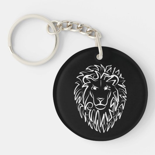 Porte-clés Lion tribal noir et blanc (Devant)