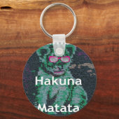 Porte-clés Lion vert avec lunettes roses "Hakuna Matata" Art (Recto)