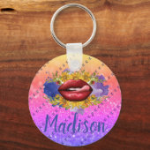 Porte-clés Lips Licking Custom Glitter (Recto)