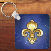 Porte-clés Lis d'or sur fond bleu (Recto)