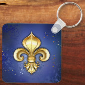 Porte-clés Lis d'or sur fond bleu (Verso)