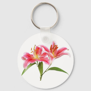 Porte-clés lis tigré rose - personnalisable