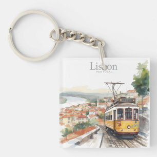Porte-clés Lisbonne Portugal ciel - Tramway vintage Art de vo