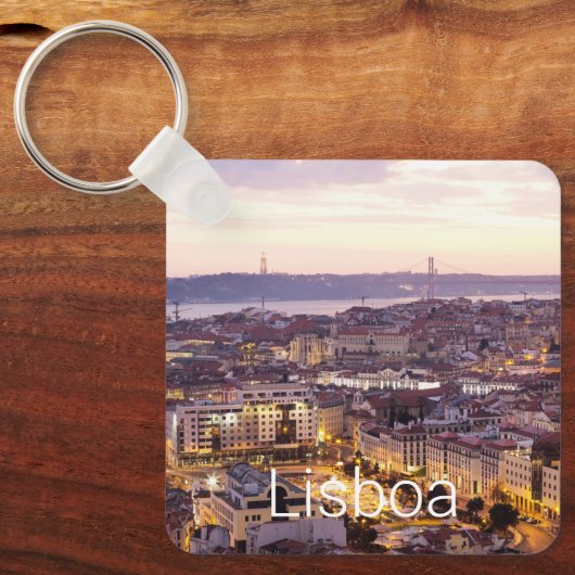 Porte-clés Lisbonne Portugal Sunset Skyline Cityscape Souveni (Recto)