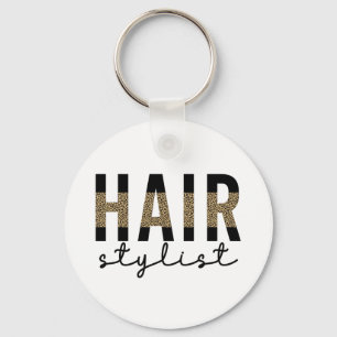 Porte-clés Liste de cheveux Cheetah Typographie Coiffeur Cade