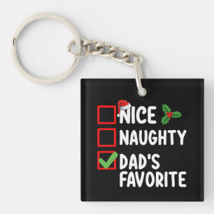 Porte-clés Liste de Noël préférée de papa gentil méchant fami