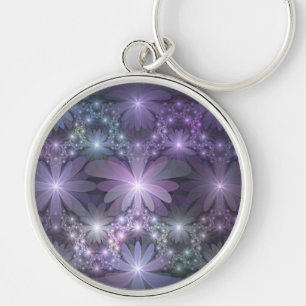 Porte-clés Lit de fleurs Art Fractal Abstrait tendance brilla