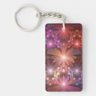 Porte-clés Lit De Fleurs Coloré Brillant Art Fractal Abstrait