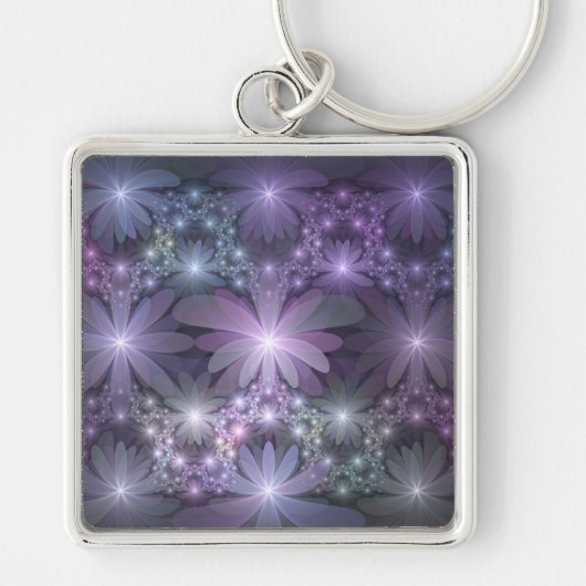Porte-clés Lit de fleurs tendance brillant art abstrait fract (Devant)