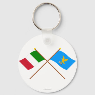 Porte-clés L'Italie et les drapeaux croisés par