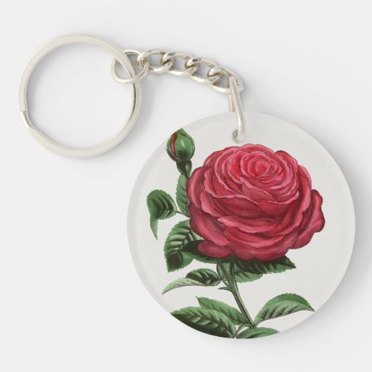 Porte-clés Lithographie de rose antique, François-Frédéric Gr (Devant)