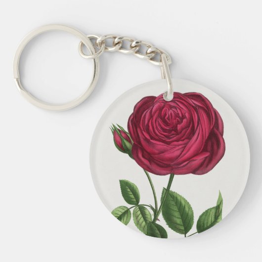Porte-clés Lithographie de rose antique, François-Frédéric Gr (Devant)