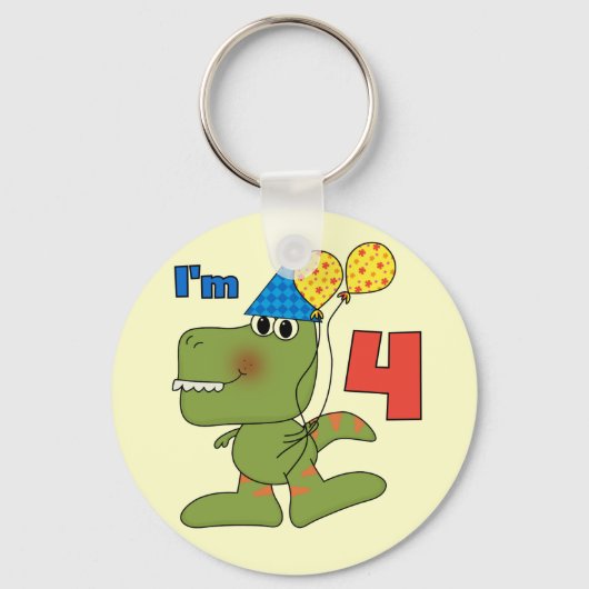 Porte-clés Little Dino 4th Birthday Tshirts et cadeaux (Recto)