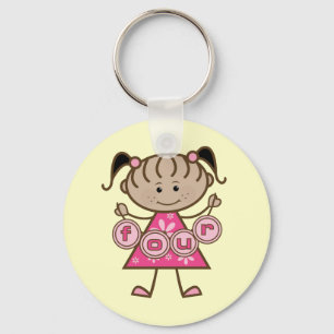 Porte-clés Little Girl 4th Birthday Tshirts et cadeaux