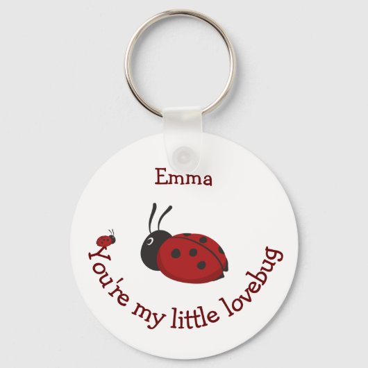 Porte-clés Little Lovebug Cute Ladybug Quote Nom Personnalisé (Recto)