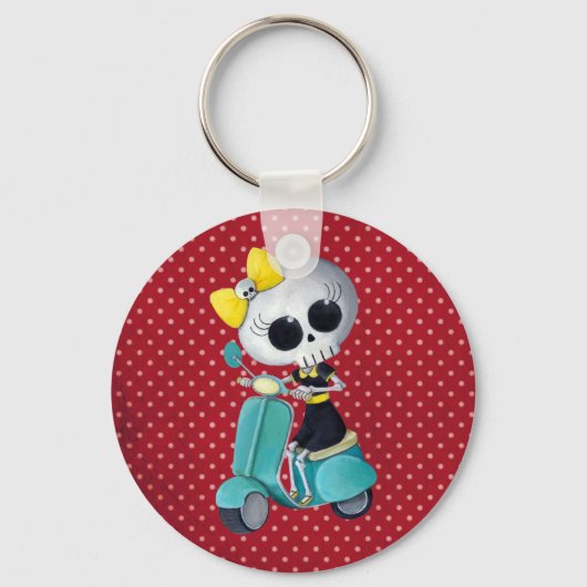 Porte-clés Little Miss Death sur scooter (Recto)