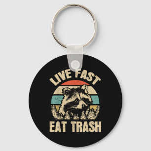 Porte-clés Live Fast Eat Trash Funny Raccoon Camping Ou Rando