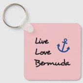Porte-clés Live Love Bermuda Script Texte avec Ancre (Recto)