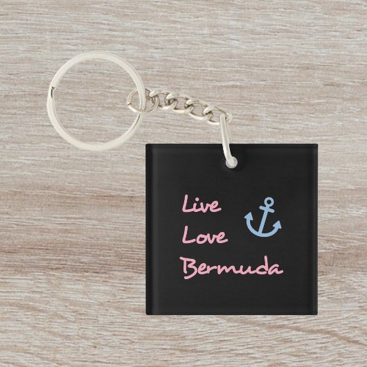 Porte-clés Live Love Bermuda Script Texte avec Ancre foncé