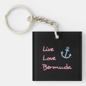 Porte-clés Live Love Bermuda Script Texte avec Ancre foncé (Devant)