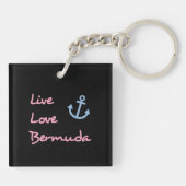 Porte-clés Live Love Bermuda Script Texte avec Ancre foncé (Dos)