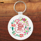 Porte-clés Live rire amour floral (Recto)