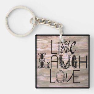 Porte-clés Live rire amour rustique signe porte - clé
