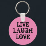 Porte-clés Live rire porte - clés d'amour avec une citation i<br><div class="desc">Live rire porte - clés d'amour avec une citation inspirante. Design porte - clé vintage dans les tons rose et noir ou personnalisé. Idée cadeau sympa pour les amis et la famille.</div>