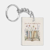 Porte-clés Livre cadeau Lover avec Floral et Book Stack Desig (Devant gauche)