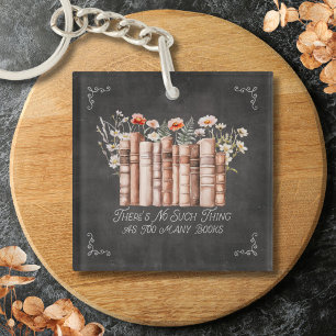 Porte-clés Livres avec Fleurs et Citation sur Tableau Noir