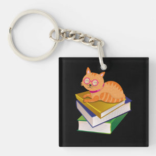 Porte-clés Livres - Chat et Livres Livre Lover Cadeau