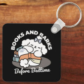 Porte-clés Livres et écorces - Conception de lecture de chien (Verso)