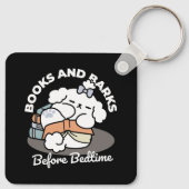 Porte-clés Livres et écorces - Conception de lecture de chien (Dos)