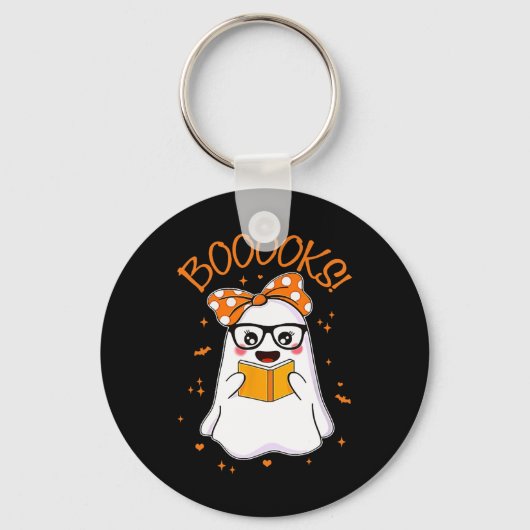 Porte-clés Livres Ghost Halloween femmes enseignant bibliothè (Recto)