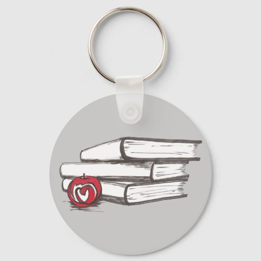 Porte-clés Livres + Une Pomme | Personnalisable (Recto)