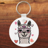 Porte-clés Llama cool avec lunettes de coeur (Recto)