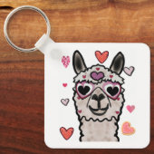 Porte-clés Llama cool avec lunettes de coeur (Recto)