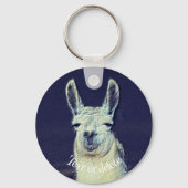 Porte-clés Llama Visage Animal Art Personnalisé (Verso)