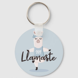 Porte-clés Llamaste Cute Blue Llama Yoga Caractère Monogramme